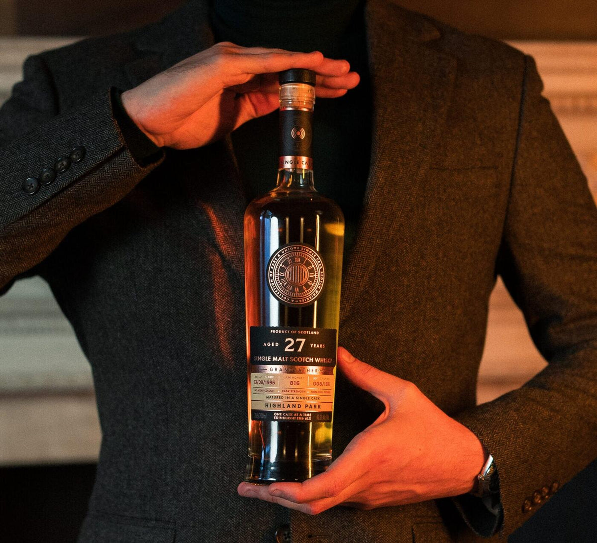 Presenting a One Cask at a Time Grandfather 27 Year Old Highland Park single cask whisky