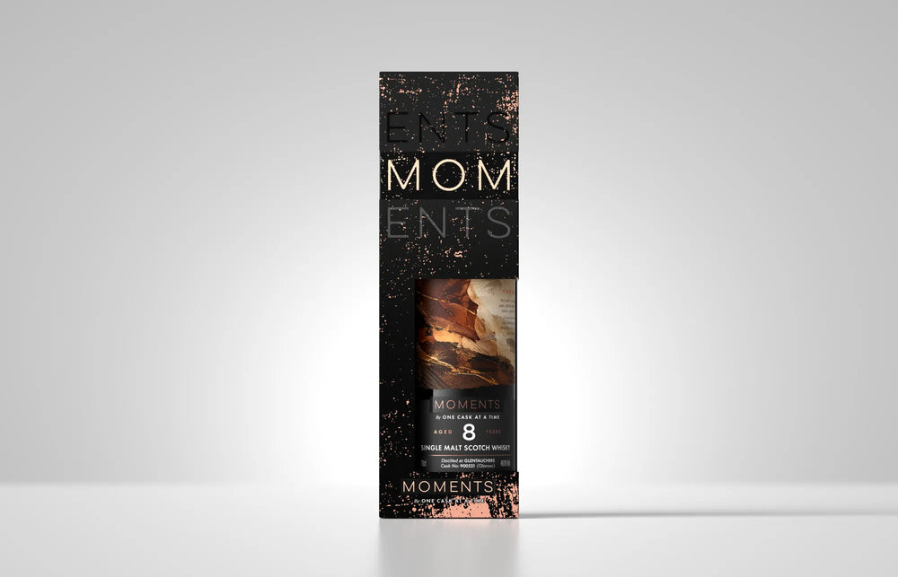 The Dark Zest, Glentauchers 8 Year Old, in its gift carton, on a light ground